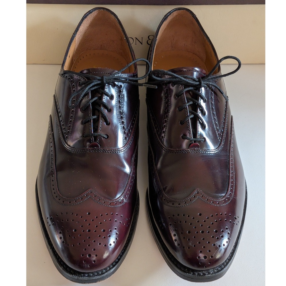 Johnston & Murphy J. Murphy Burgundy Leather Wingtip Oxford Shoes 20-41033 Size8